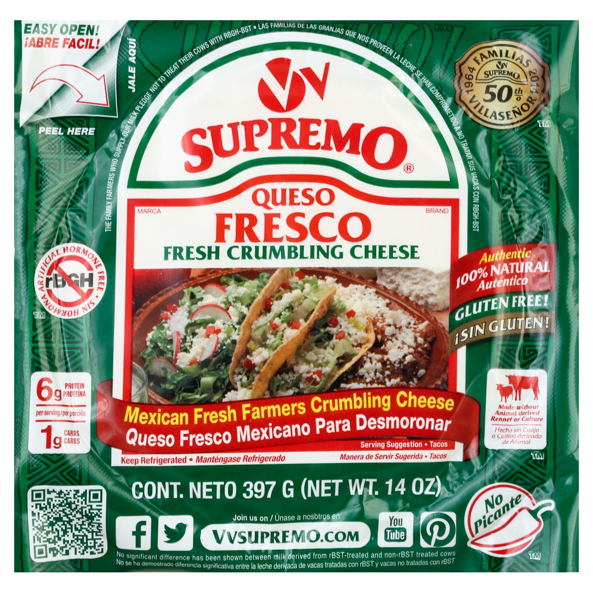 Queso V&V Supremo de 14 onzas