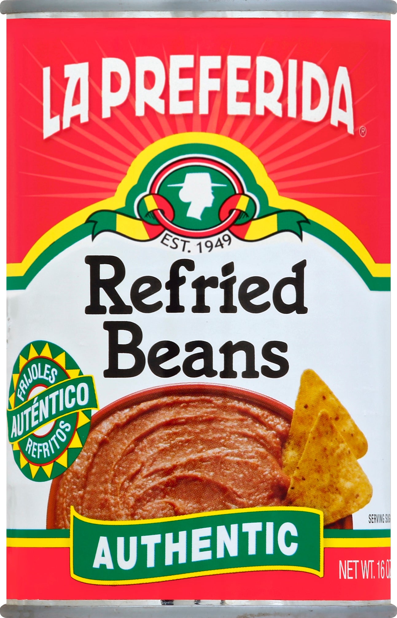Frijoles refritos auténticos La Preferida de 16 onzas