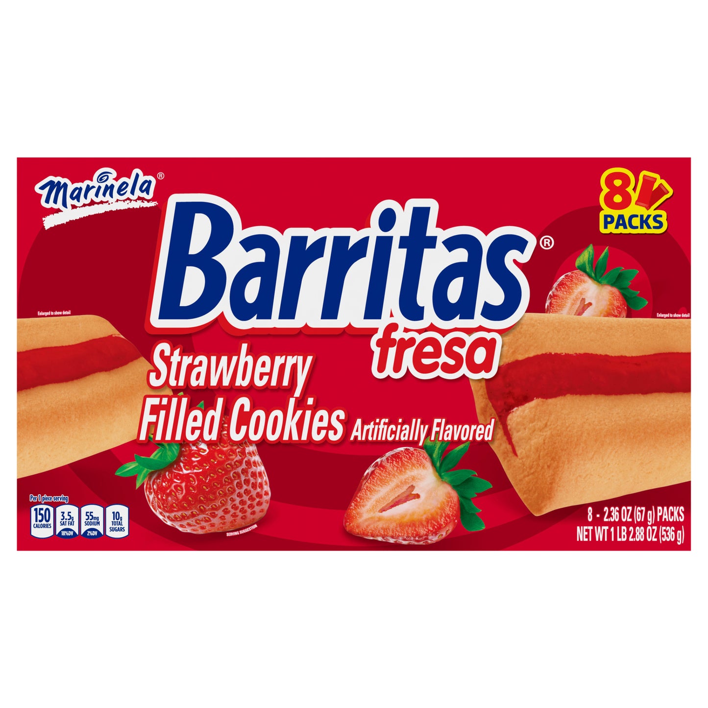 Galletas rellenas Marinela Rocko, paquetes de 8 unidades de 1,55 oz