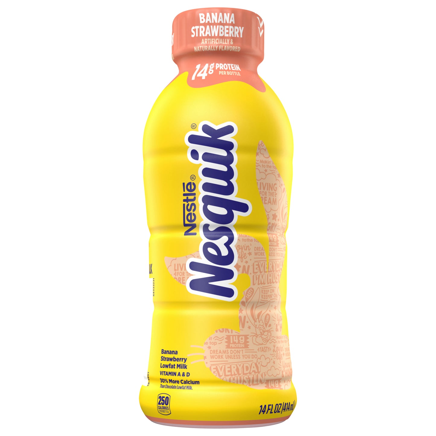 Nesquik Banana Strawberry Flavored Lowfat Milk, Ready to Drink 14 fl oz.