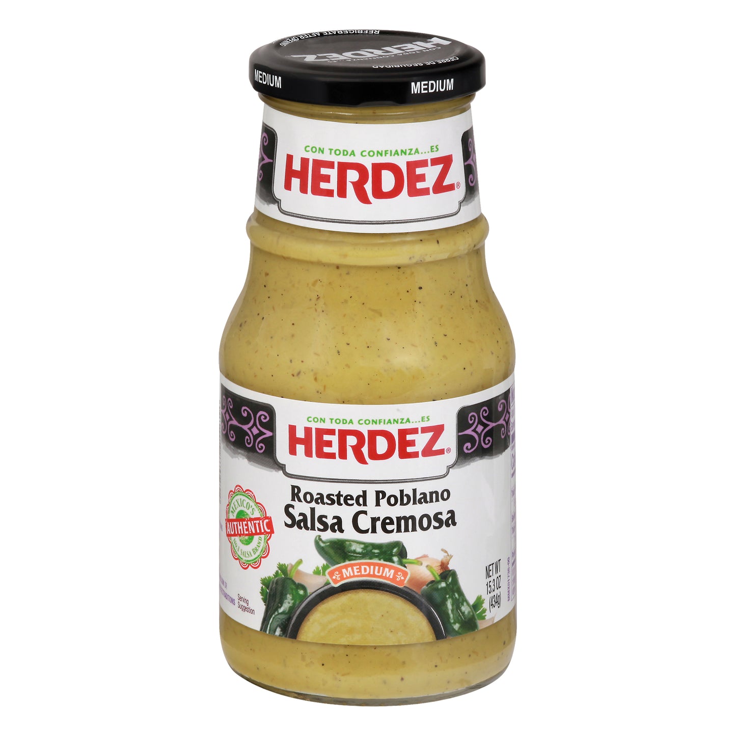 Herdez Medium Roasted Poblano Salsa Cremosa 15.3 oz