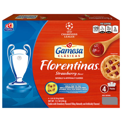 Galletas Gamesa Florentinas de fresa con sabor natural y artificial, 80 g (2.81 oz), paquete de 4 unidades