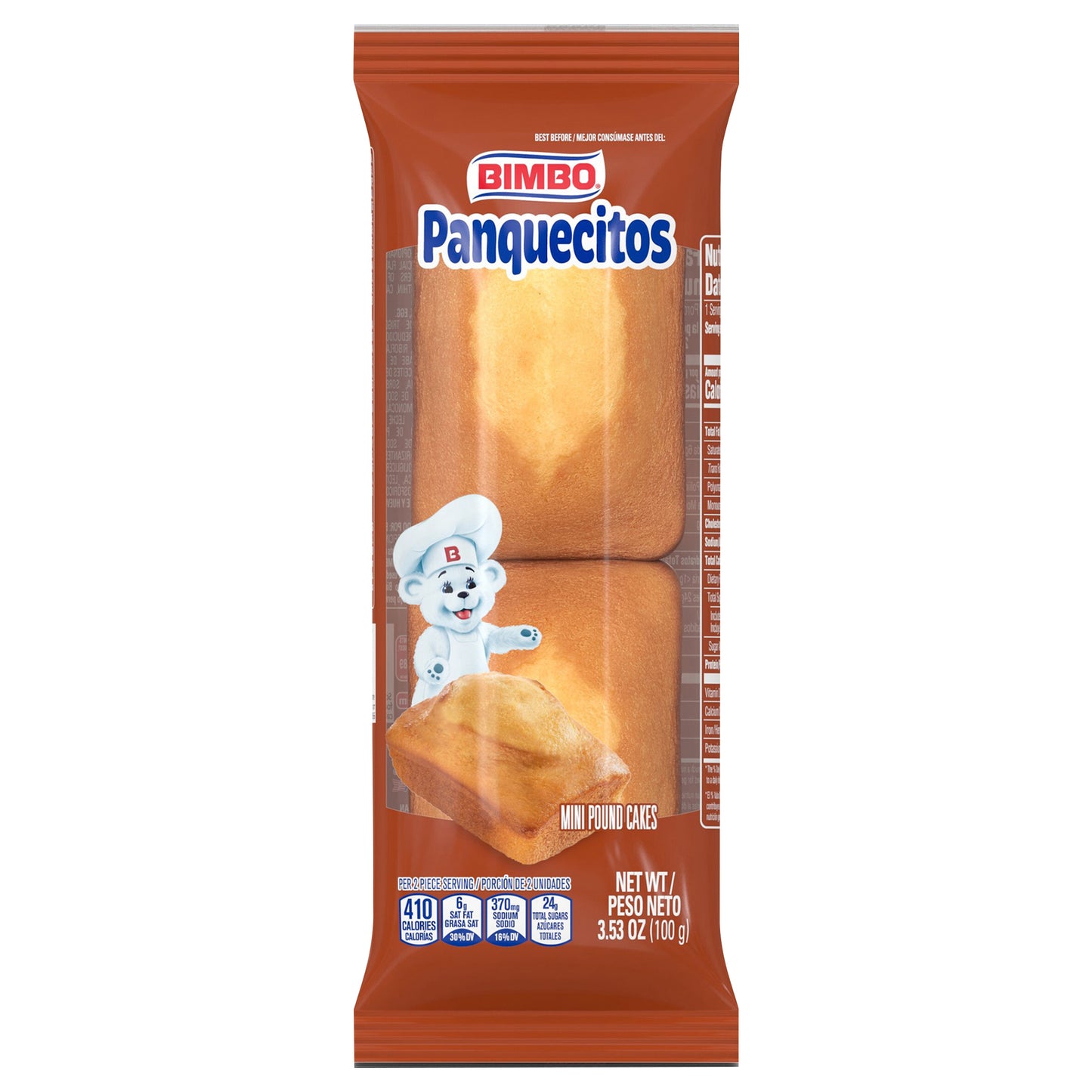 Bimbo Panquecitos Plain (Club Pack) Mini Pound Cakes, 2 count, 3.53 oz