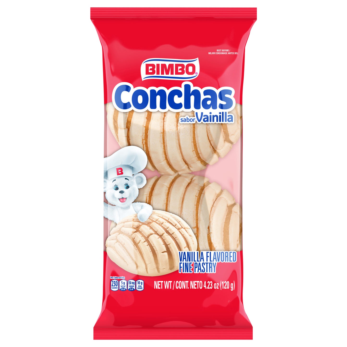 Bimbo Conchas de Vainilla, Pastelería Fina, 2 unidades, 120 g