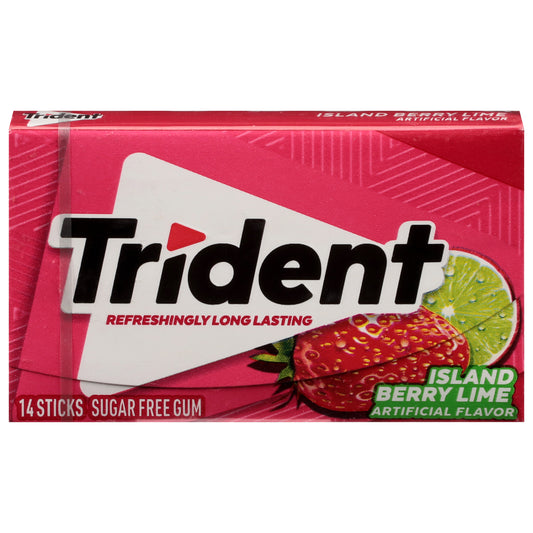 Chicles Trident sin azúcar sabor a lima y frutos del bosque, 14 unidades