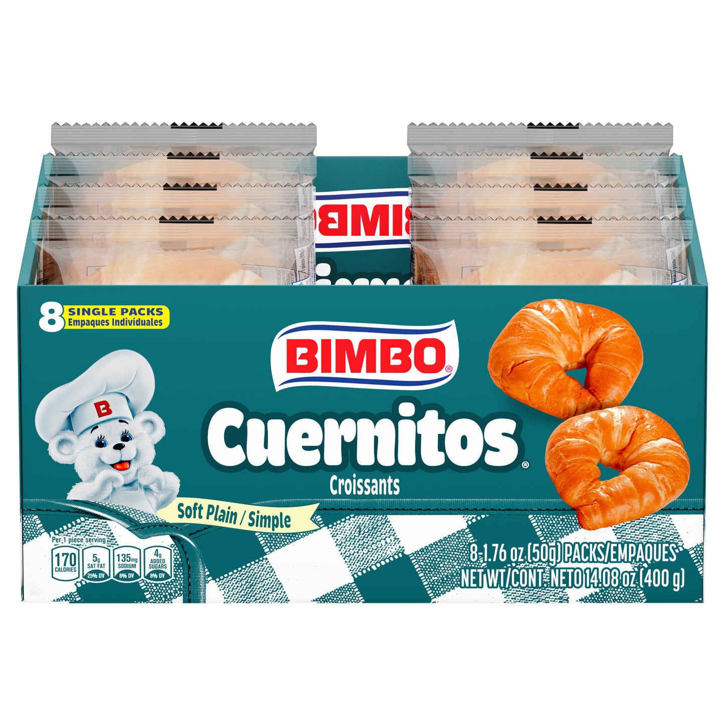 Croissants simples Bimbo Cuernitos, paquete de 8, 400 g