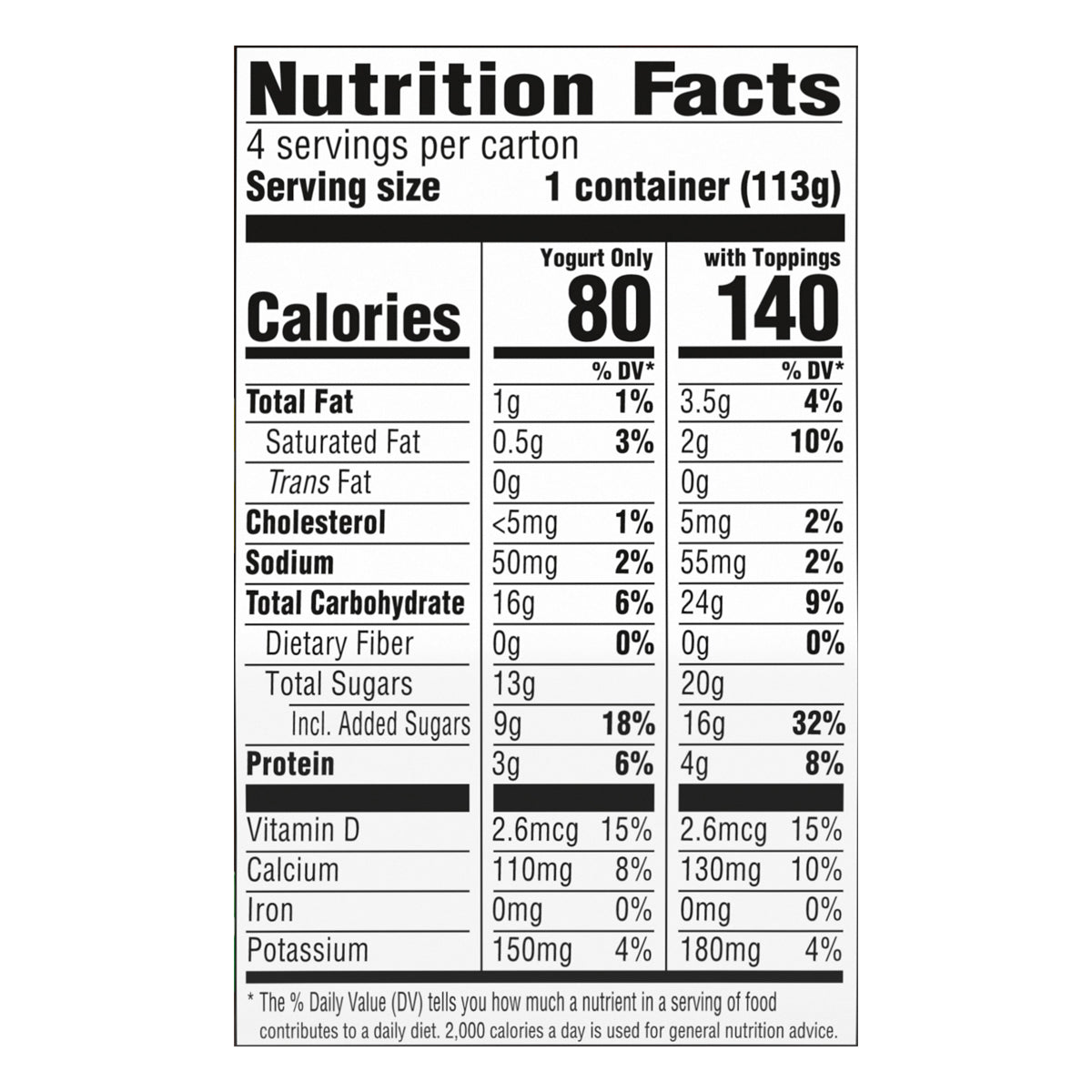 Yogur bajo en grasa YoCrunch sabor fresa con Mini M&amp;Ms®, 4 unidades, vasos de yogur de 113 g (4 oz)
