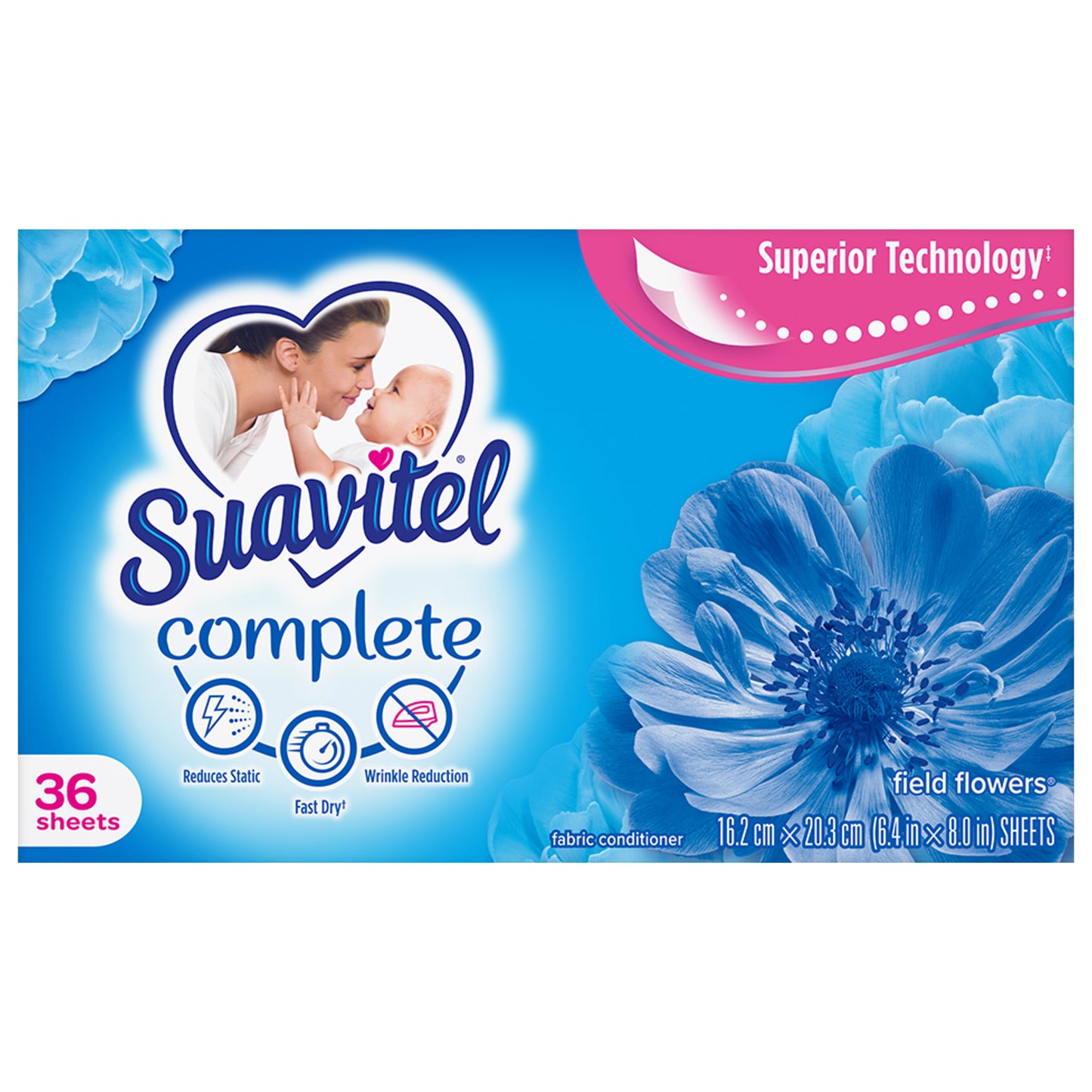 Suavitel Complete Fabric Softener Dryer Sheets, Field Flowers - 36 Ct.