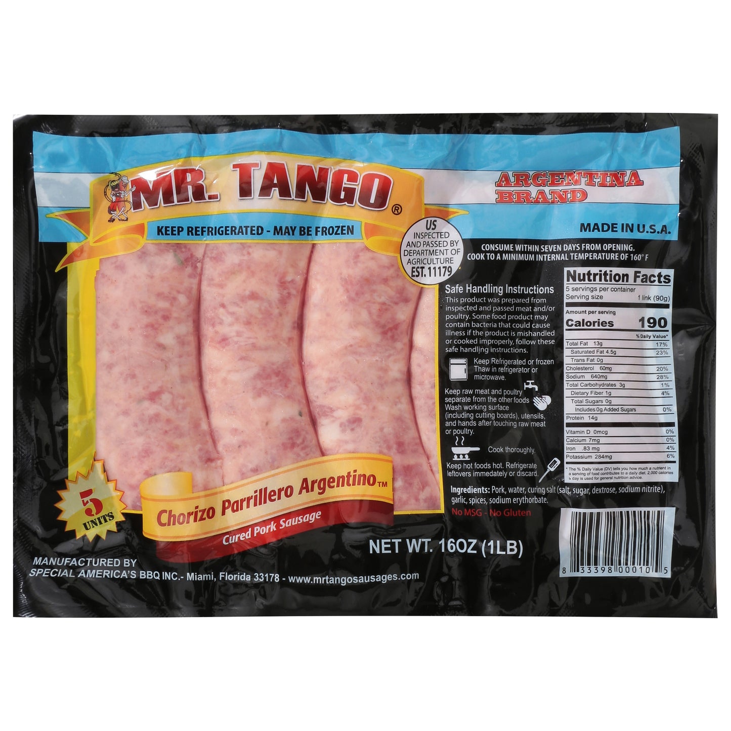 Mr. Tango Cured Pork Sausage 16 oz