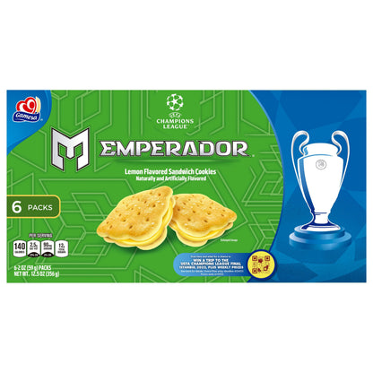 Galletas tipo sándwich Gamesa Emperador sabor lima (sabor artificial) 2 oz (6 unidades)