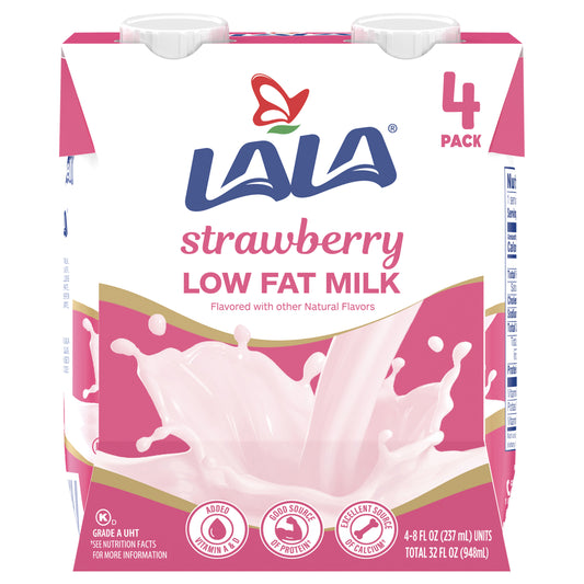 Lala Low Fat Strawberry Milk 4 - 8 fl oz Packs