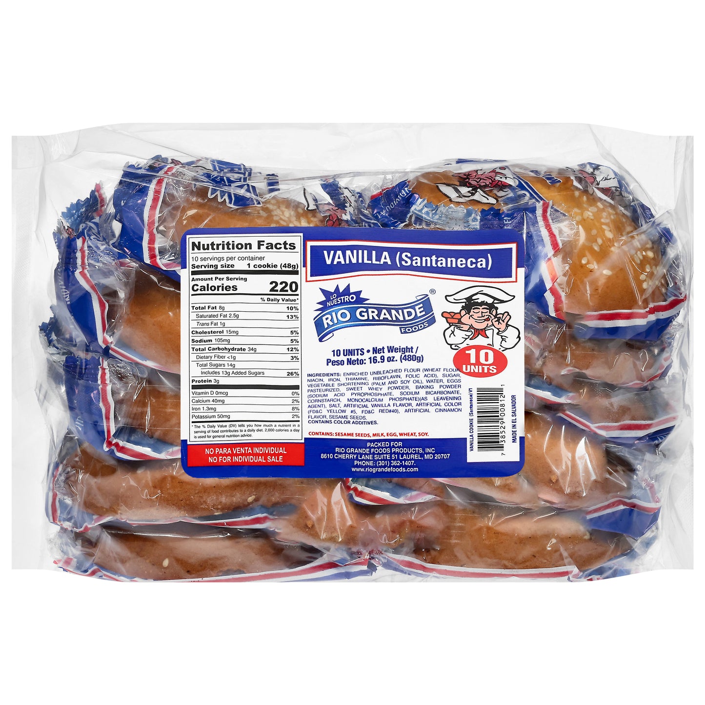 Rio Grande Foods Vanilla Cookie 10 ea