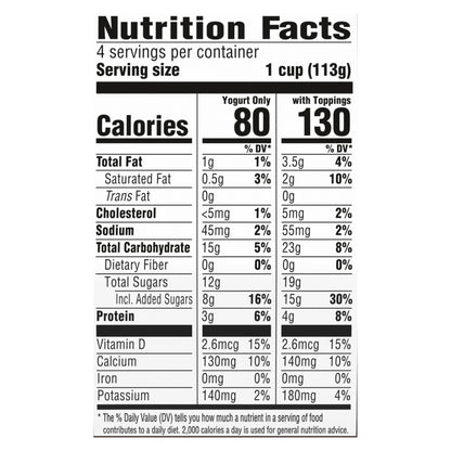 Yogur YoCrunch bajo en grasa sabor vainilla con M&amp;M's, 4 vasos de 113 g (4 oz), paquete de 4 unidades