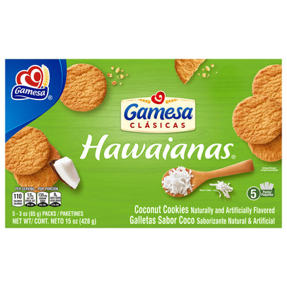 Galletas Gamesa Hawaianas sabor coco, 85 g (5 unidades)