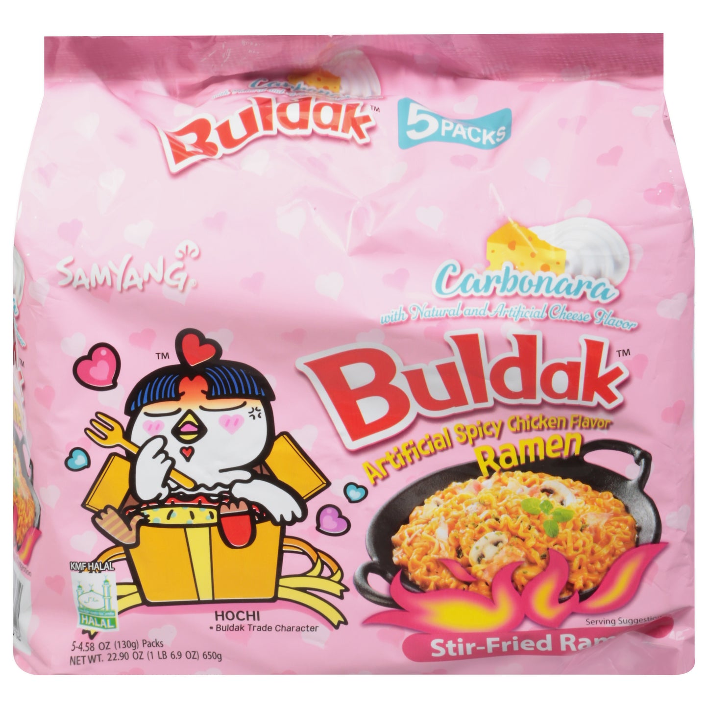 Ramen a la carbonara salteado Samyang Buldak, paquete de 5 unidades