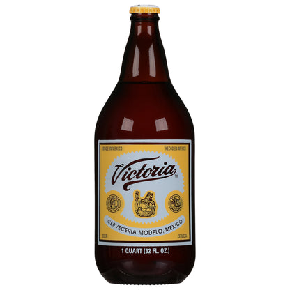 Cerveza Victoria Mexicana Lager, botella de 946 ml (32 onzas líquidas), 4.0% de alcohol por volumen.
