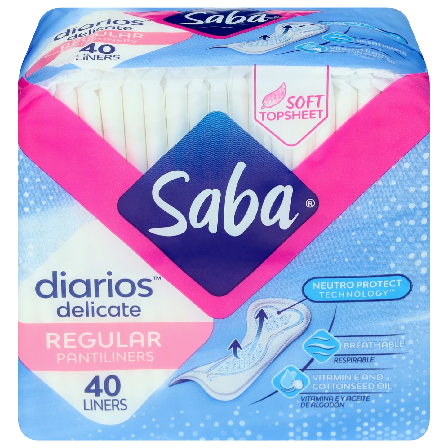 Saba Delicate Regular Pantiliners 40 Each