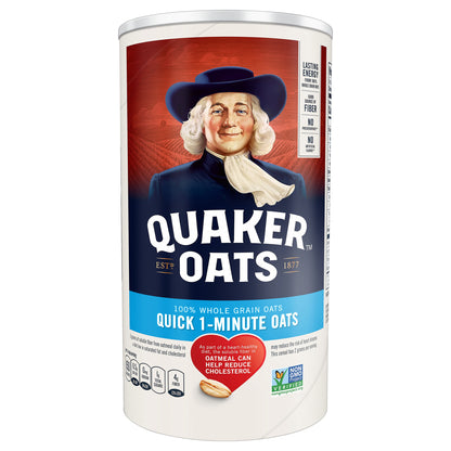 Avena integral Quaker de cocción rápida en 1 minuto (18 oz)