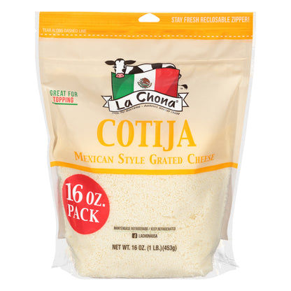La Chona® Cotija Mexican Style Grated Cheese 16 oz. Bag