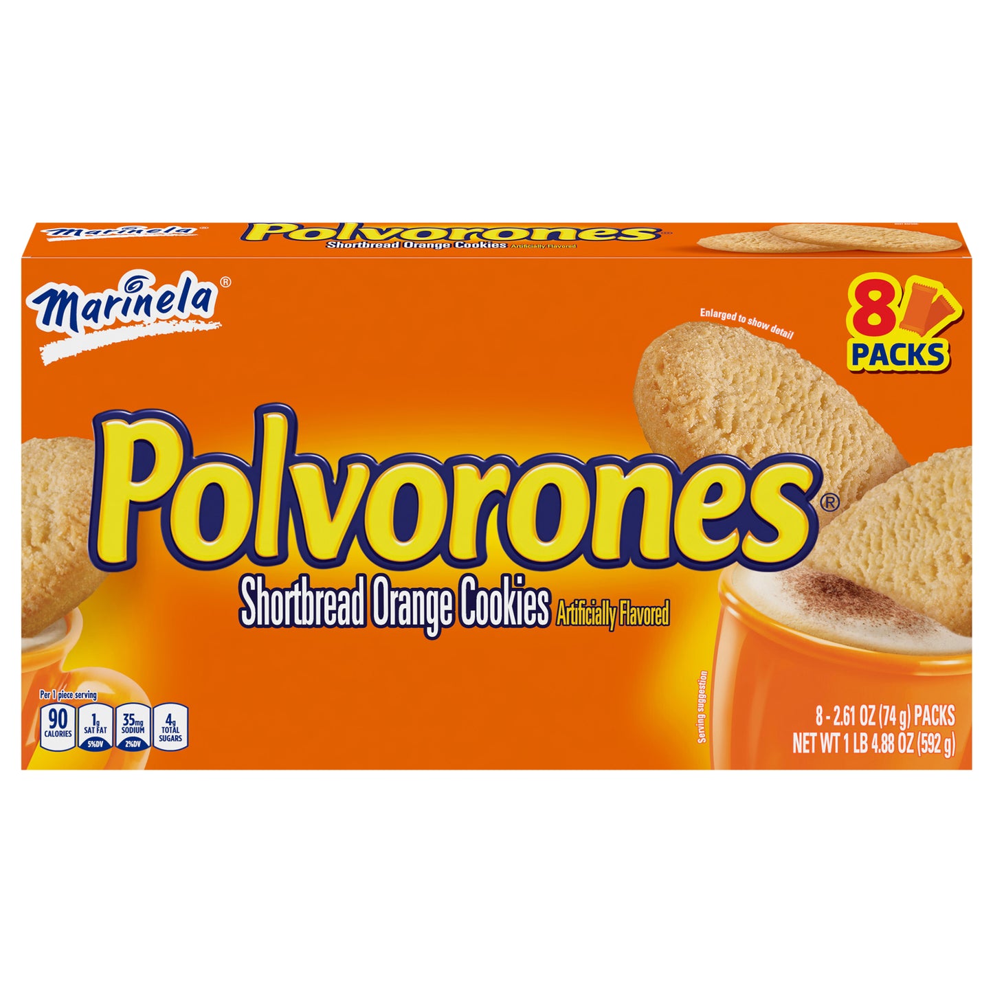 Galletas de mantequilla con sabor a naranja Marinela Polvorones, 8 unidades, 595 g