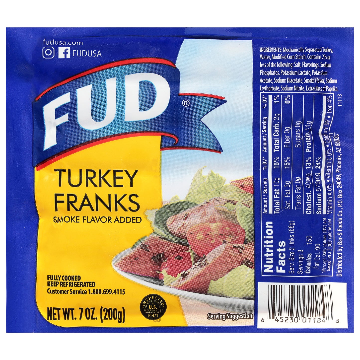 Salchichas de pavo FUD de 7 onzas