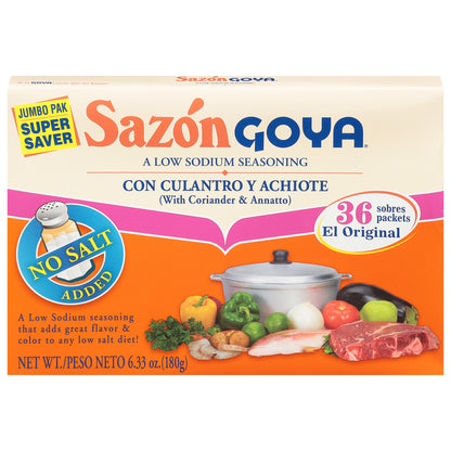 Sazon Goya Jumbo Pak No Salt Added Coriander & Annatto Seasoning 36 ea