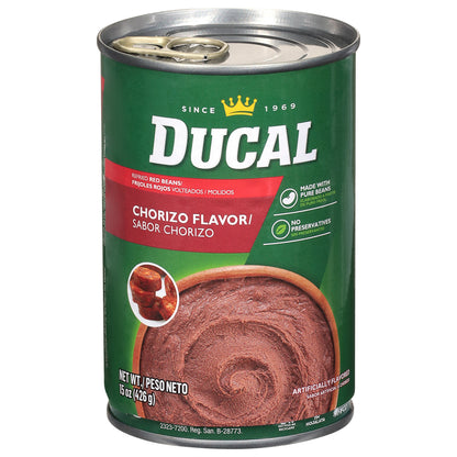 Ducal Refried Chorizo Flavor Red Beans 15 oz