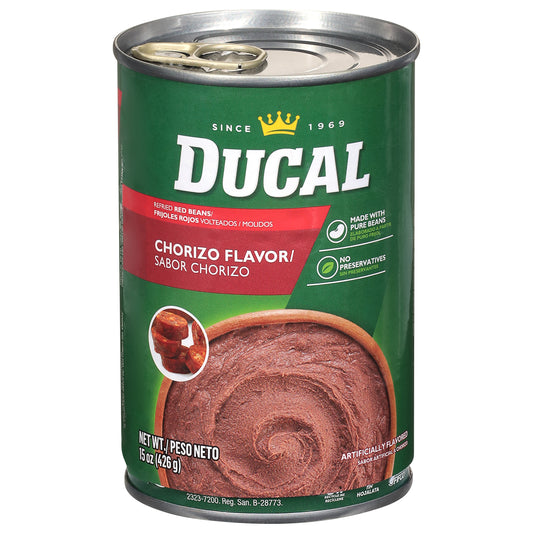 Ducal Refried Chorizo Flavor Red Beans 15 oz