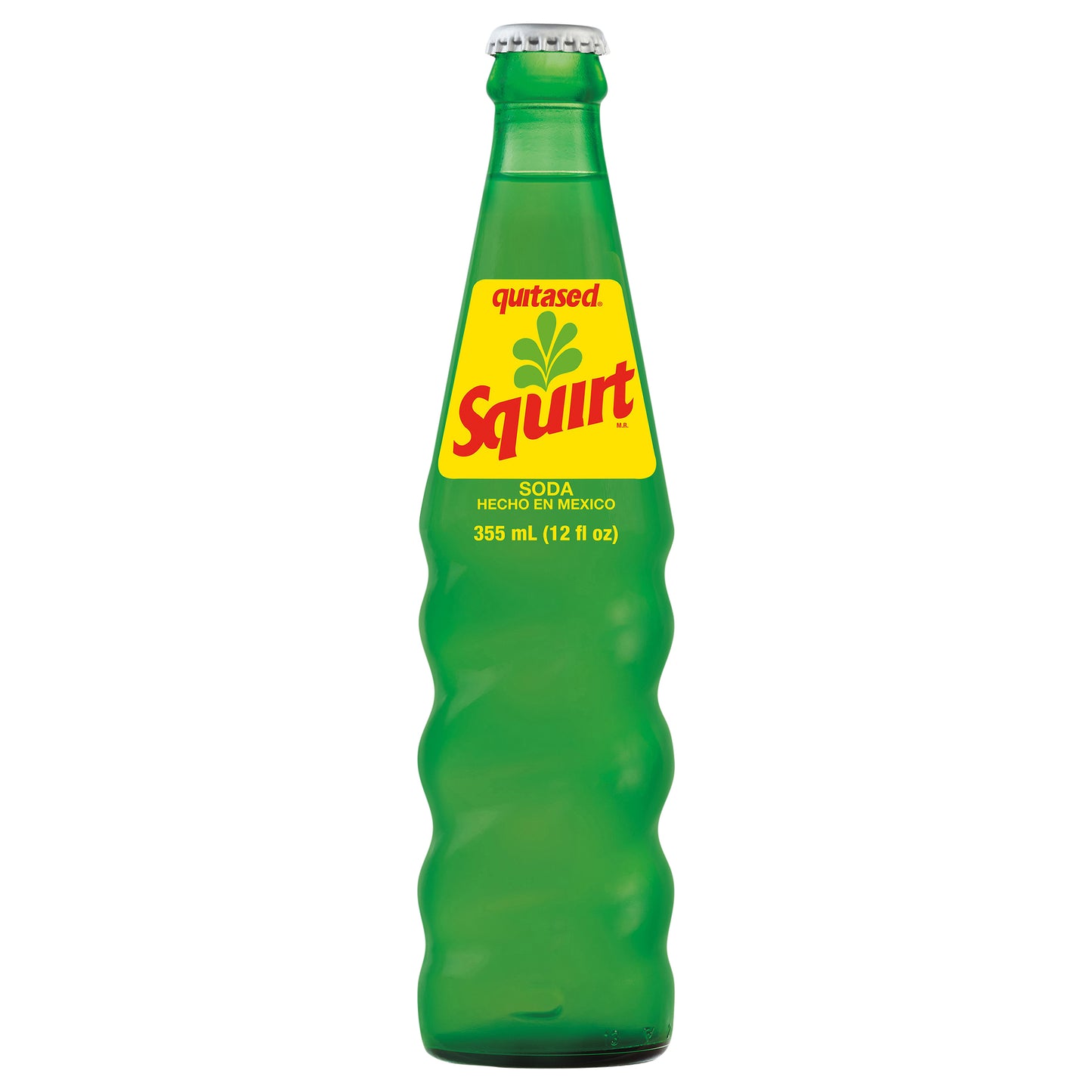 Refresco de cítricos Squirt - Hecho en México, botella de vidrio de 355 ml (12 oz fl).