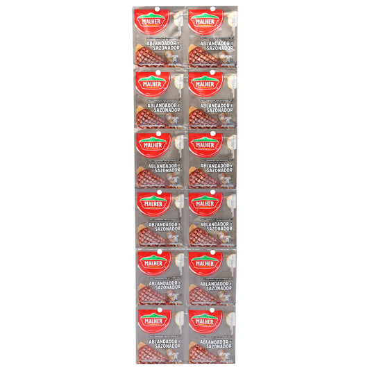 Mezcla para ablandar y sazonar carne Malher, 12 paquetes de 0.35 oz.