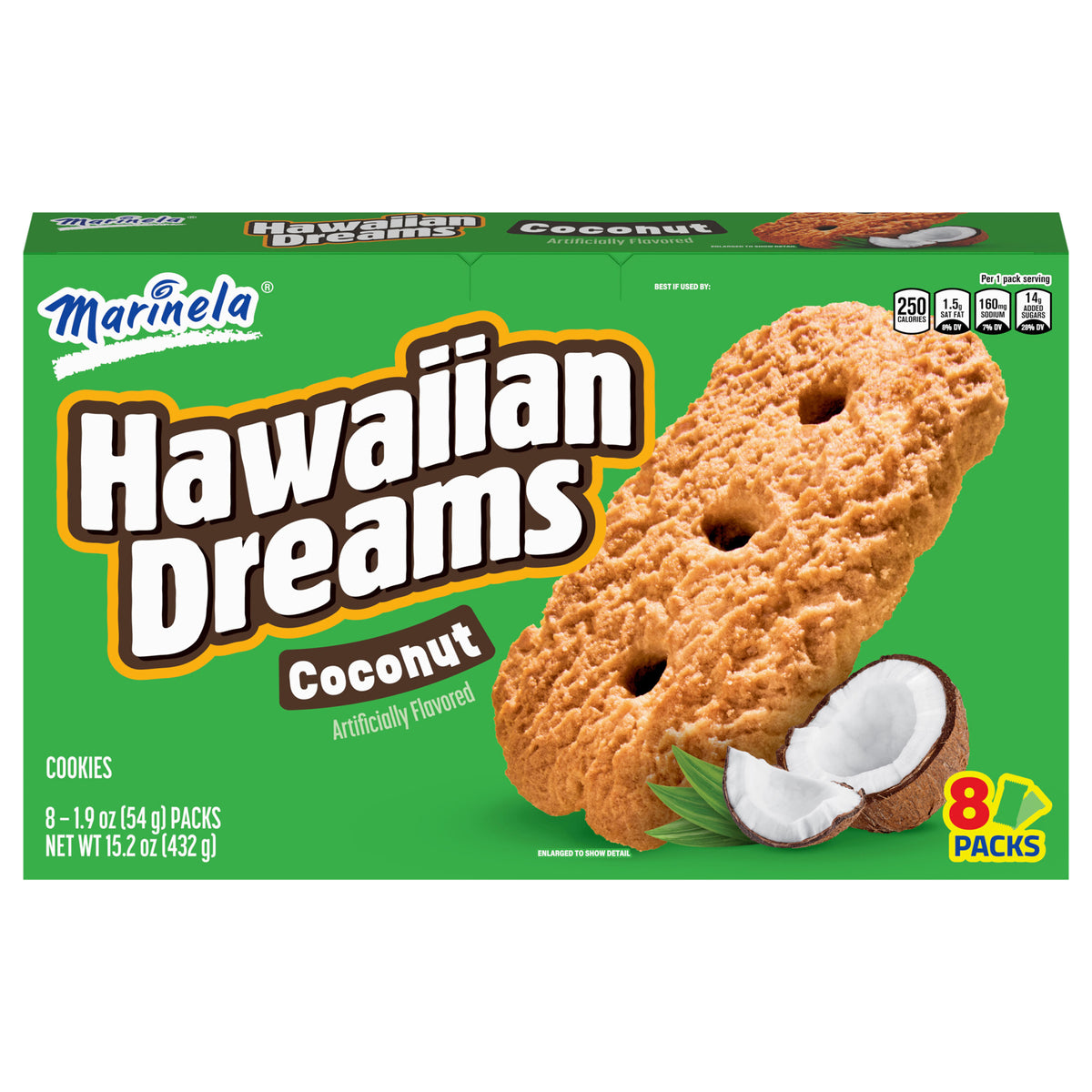 Marinela Hawaiian Dreams Coconut Cookies, 8 packs, 15.2 oz