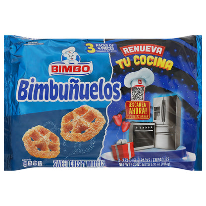 Bimbo Sweet Crispy Wheels Bimbunuelos, paquetes de 3 unidades de 2.33 oz
