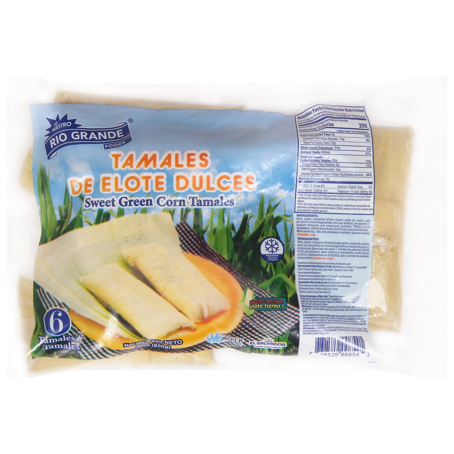 Tamales de maíz verde dulce de Rio Grande Foods, 6 unidades cada uno