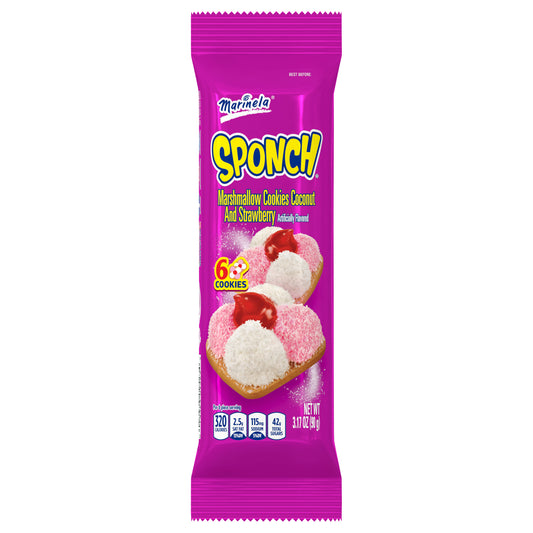 Galletas de malvavisco Marinela Sponch de coco y fresa, paquete de 6, 90 g
