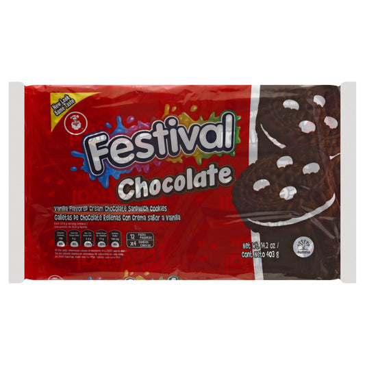 Festival, paquete de 12 galletas sándwich de chocolate (12 unidades)