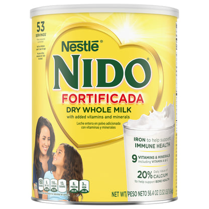 NIDO Fortificada Powdered Drink Mix - Dry Whole Milk Powder with Vitamins and Minerals Canister - 3.52 LB