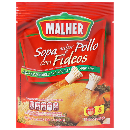 Mezcla para sopa de fideos con sabor a pollo Malher de 54 g (1.9 oz)