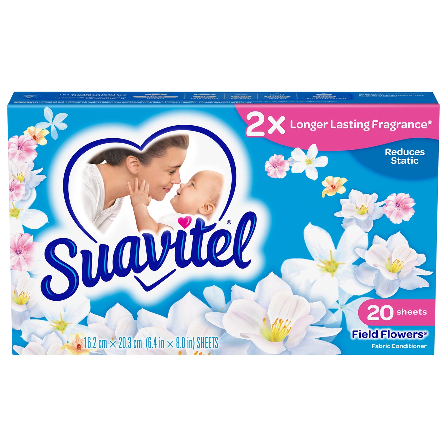 Suavitel Fabric Conditioner Dryer Sheets, Field Flowers Scent, 20 Sheets