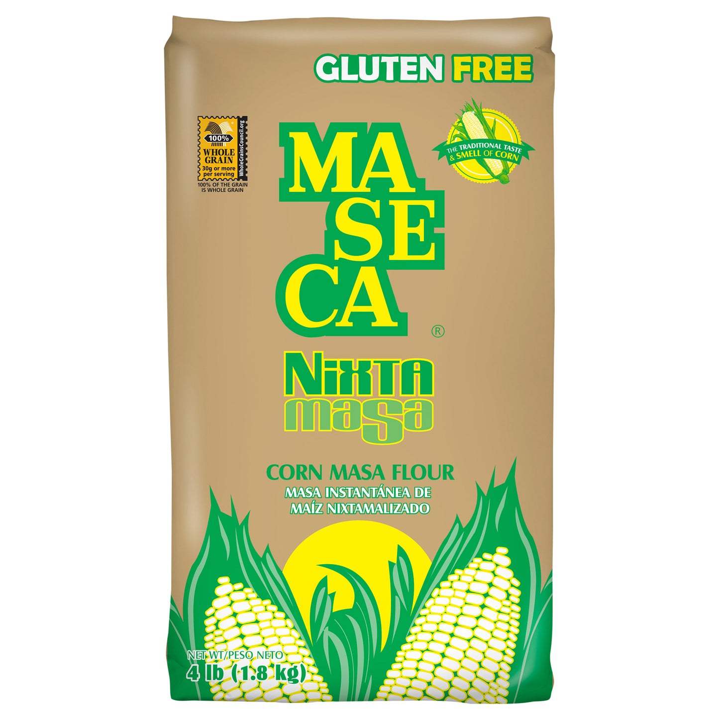Harina de maíz instantánea para masa MASECA Nixtamasa, bolsa de 4 libras