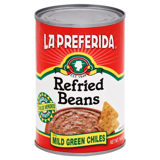 La Preferida Refried Beans 16 oz - Mild Ggreen Chiles