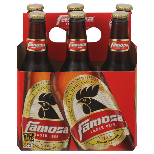 Cerveza Lager Famosa, botellas de 6 a 12 onzas líquidas