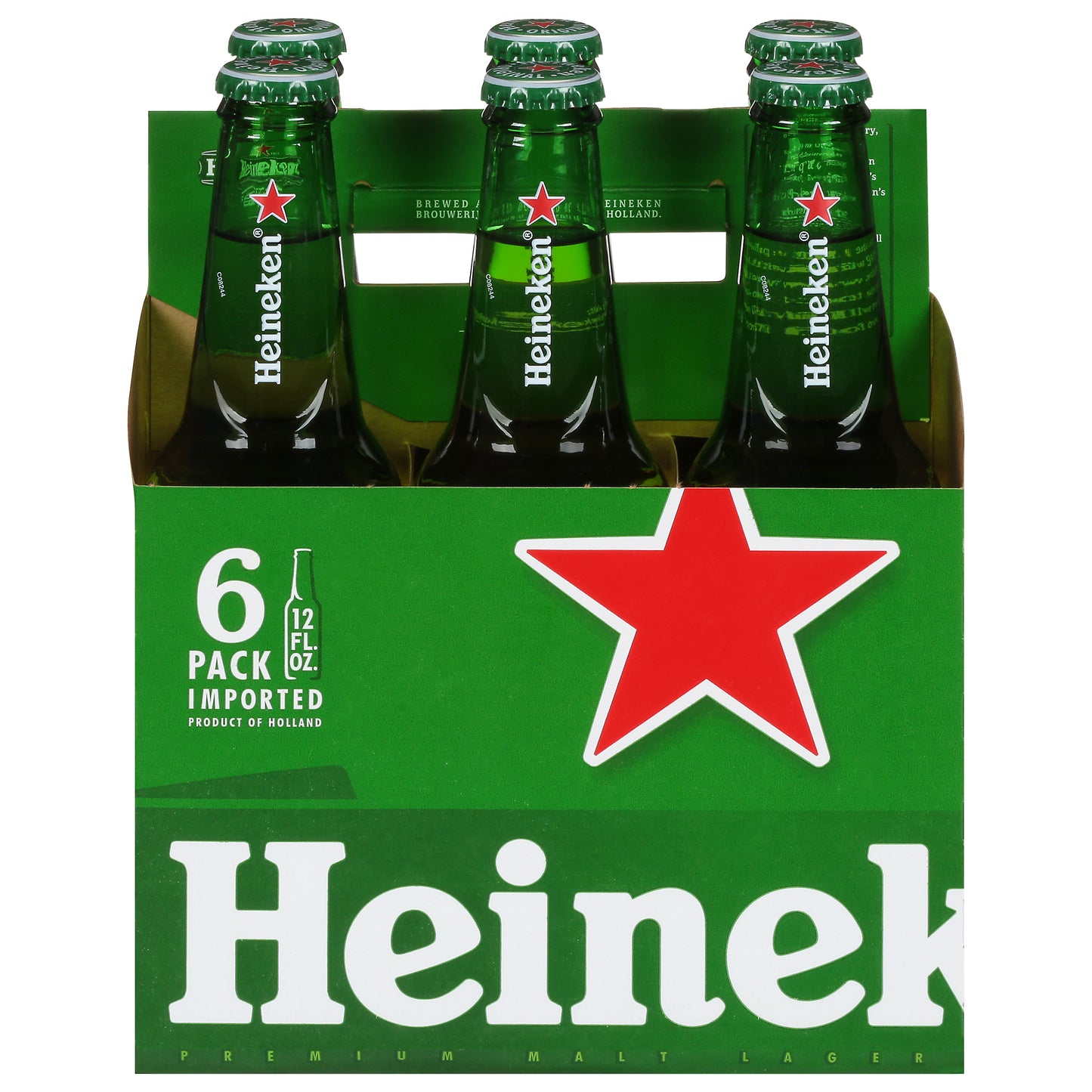 Cerveza Heineken Premium Malt Lager Original, 6 botellas de 12 onzas líquidas