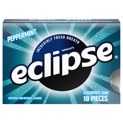 ECLIPSE Peppermint Sugar Free Chewing Gum, Single Pack, 18 Piece