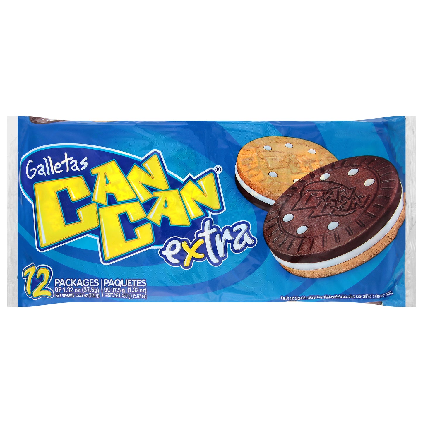 Can Can Extra Vanilla and Chocolate Cookies 12 - 1.32 oz Bags