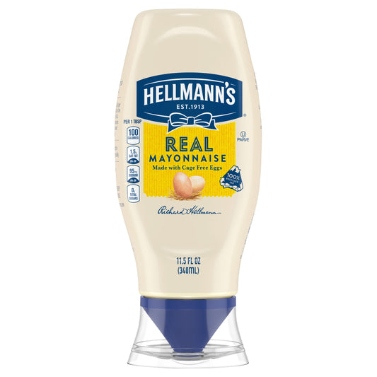 Mayonesa Hellmann's Real Mayo en botella exprimible de 326 ml (11.5 oz)