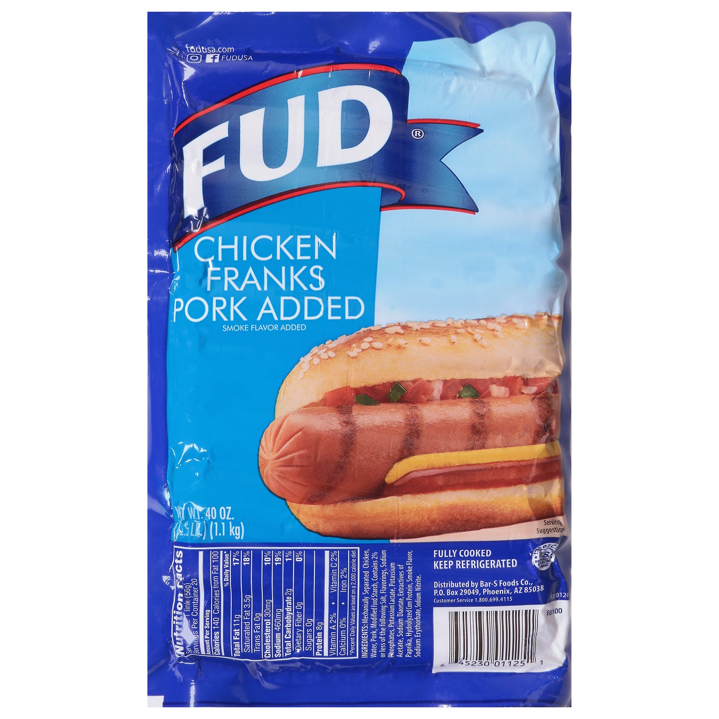 Salchichas de pollo FUD con cerdo añadido (40 oz)