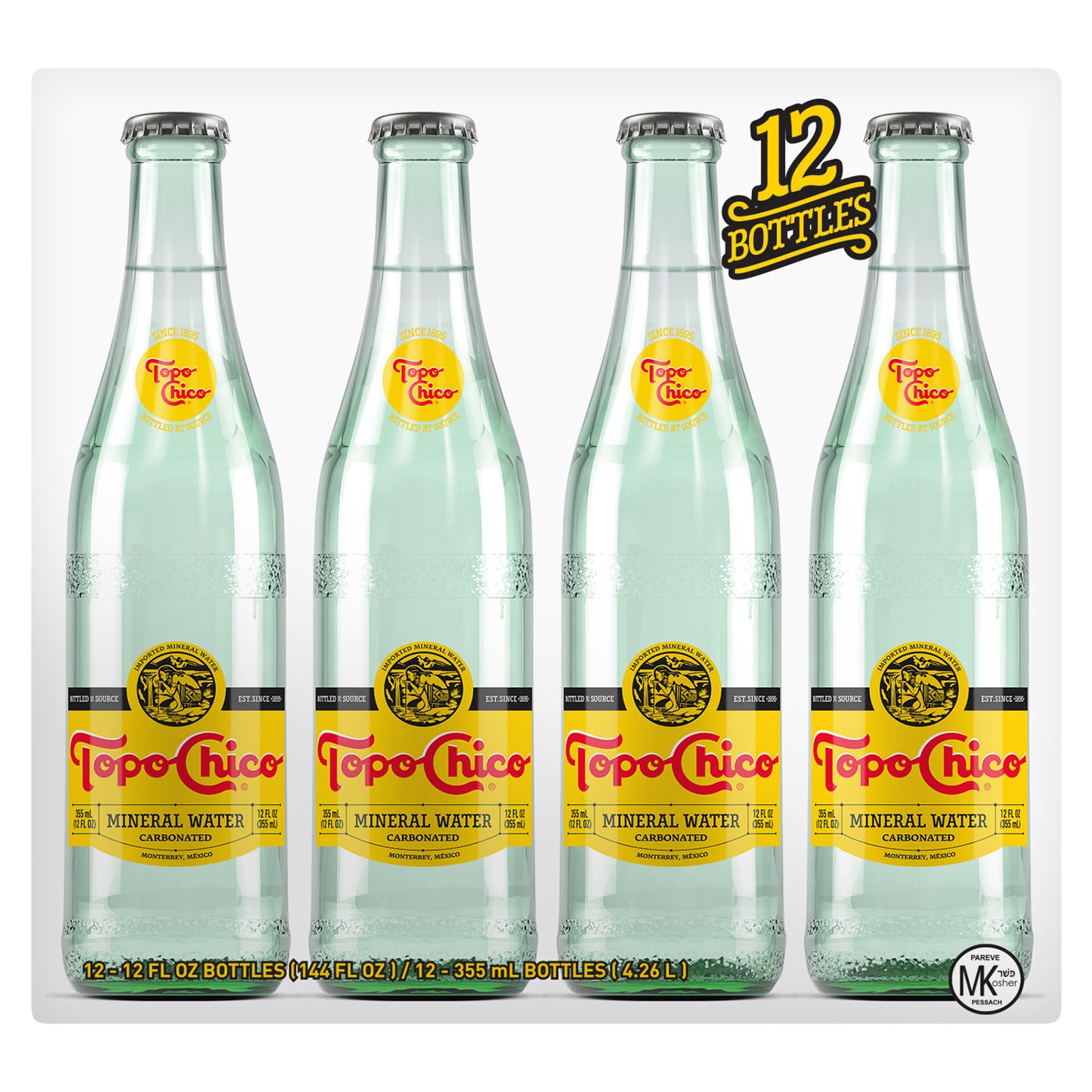 Botellas de vidrio de agua mineral Topo Chico, 355 ml (12 oz fl), paquete de 12