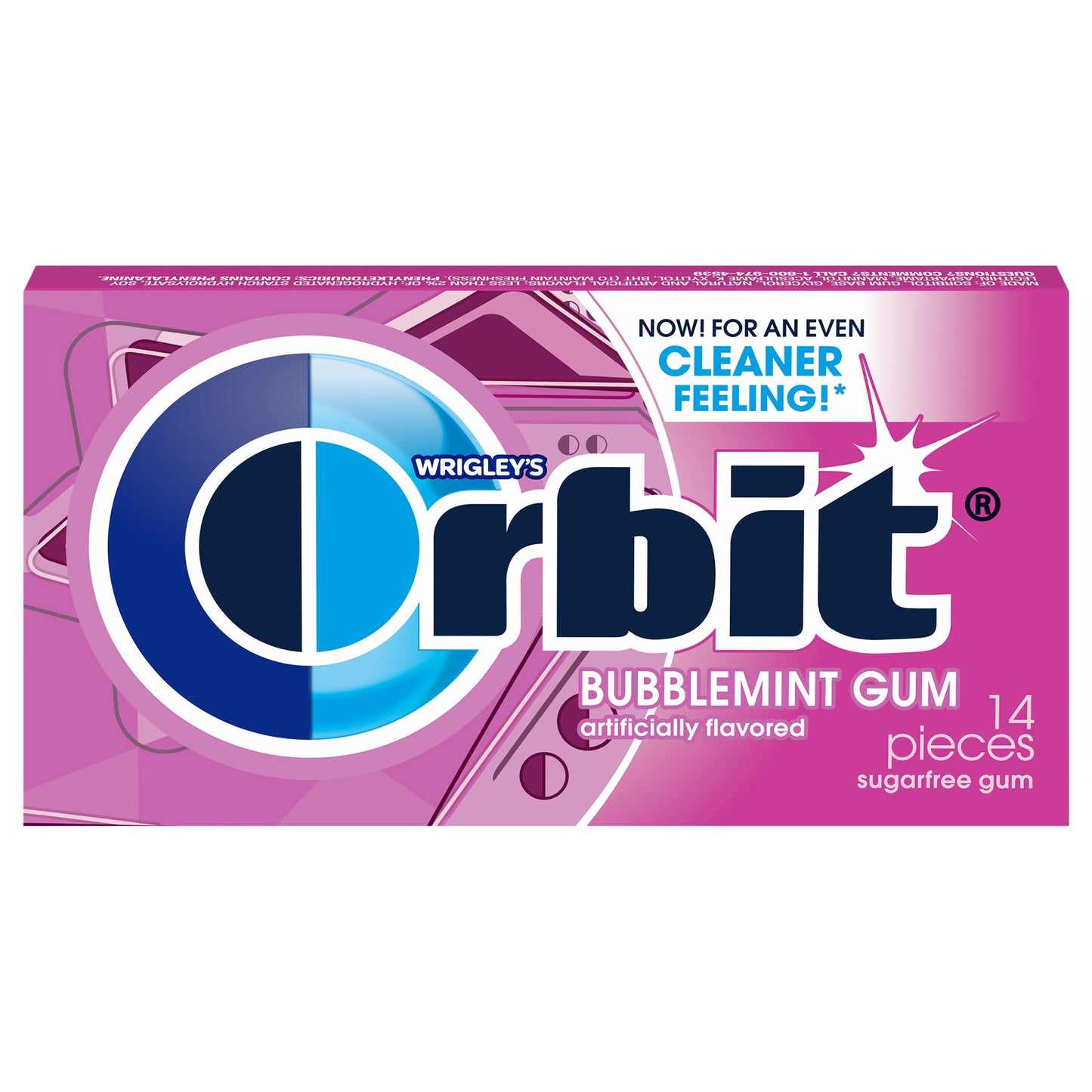 Chicles ORBIT Bubblemint sin azúcar, paquete individual de 14 unidades