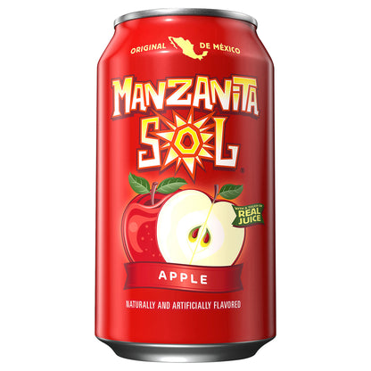 Refresco Manzanita Sol sabor manzana, con sabor natural y artificial, 355 ml (12 onzas líquidas)