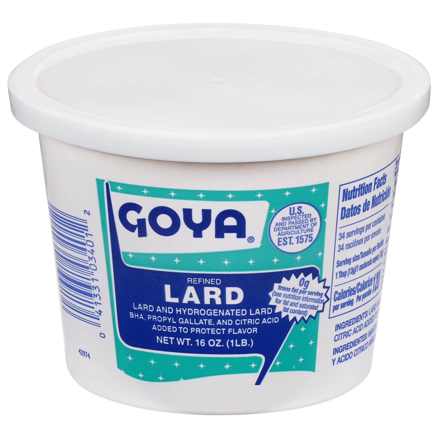 Manteca refinada Goya de 16 onzas